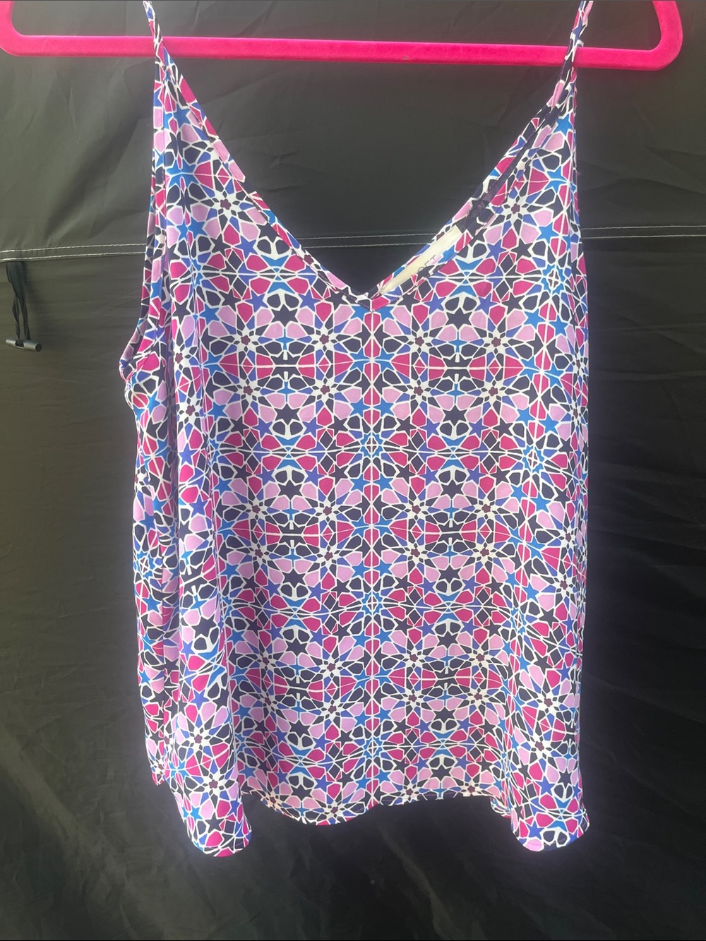 LOFT Blue & Pink Geometric Floral V-Neck Camisole